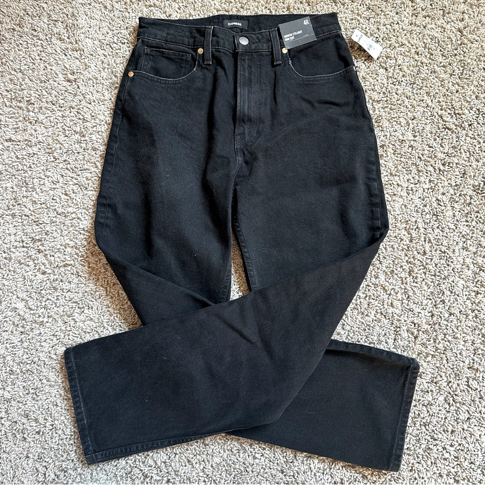 Express modern straight high rise blasted knee jeans